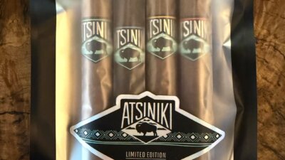 Atsiniki Blend Sampler with four Toro cigars in a resealable pouch